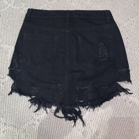 LITZ Black Denim Ripped Skirt, Size Small - Picture 3 of 4
